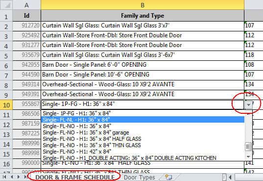 Edit Revit Door values in Excel with Ideate BIMLink